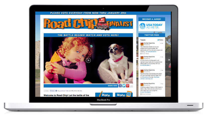 The Doritos Road Chip campaign site with video voting and a live Twitter feed.